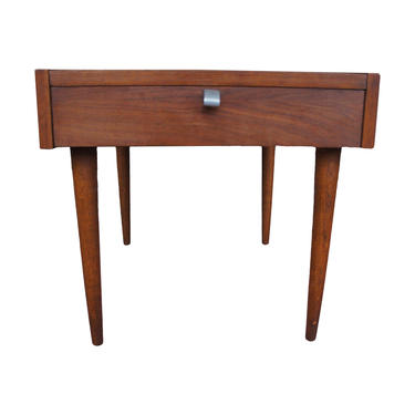 1960s Merton Gershun for American of Martinsville Walnut End Table With Drawer 