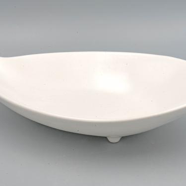 Matte White Footed Bowl | Maurice of California Pottery | Vintage Mid Century Tableware Decor | Teardrop Trinket Dish 