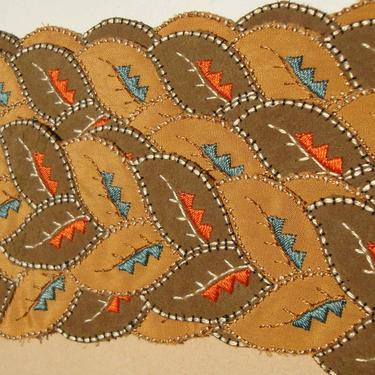Vintage Embroidered Sewing Trim Leaf Pattern 3.72 Yds 