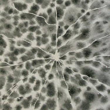 Black Batik Pyramidal Neuron - original watercolor of brain cell 