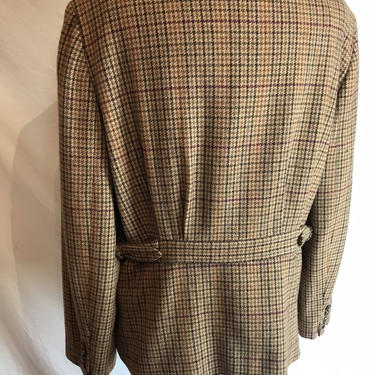 Ralph Lauren plaid wool jacket~ 90’s style~ cinched belted waist~ plus size vintage ~ volup~ 1940’s inspired ~ camel tan wool size 14 