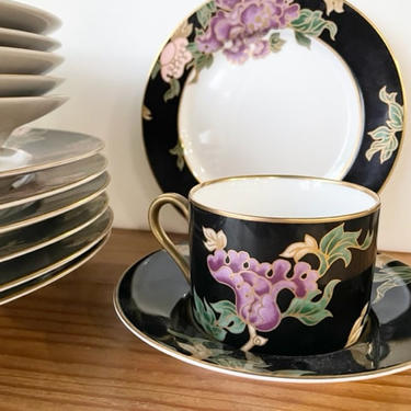 Cloisonne Peony Fitz and Floyd Plate Set