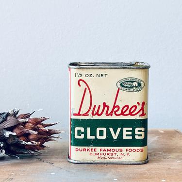 Vintage Durkee Cloves Spice Tin | Antique Tin | Kitchen Decor | Pen Cup | Paintbrushes 