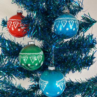 Set of 4 Shiny Brite Holiday Ornaments (#C16) 