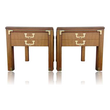 Mid Century Modern Pair of Campaign End Tables or Bedside Tables 