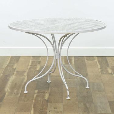 Vintage White Metal Lattice Top Patio Table