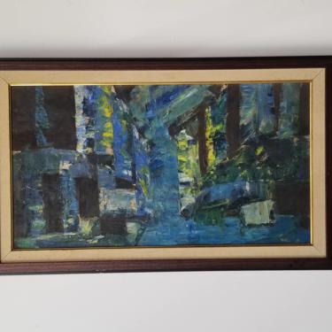 Mid Century Abstract Expressionist Oil Painting on Canvas 