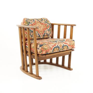 Mid Century Walnut Barrel Lounge Chair - mcm 