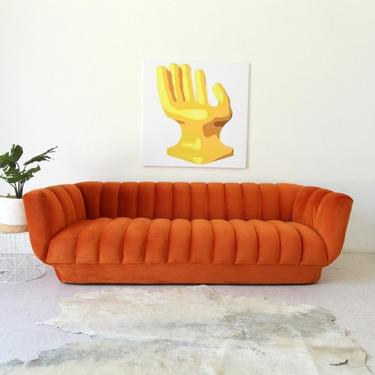 Burnt Orange Pleated Sofa