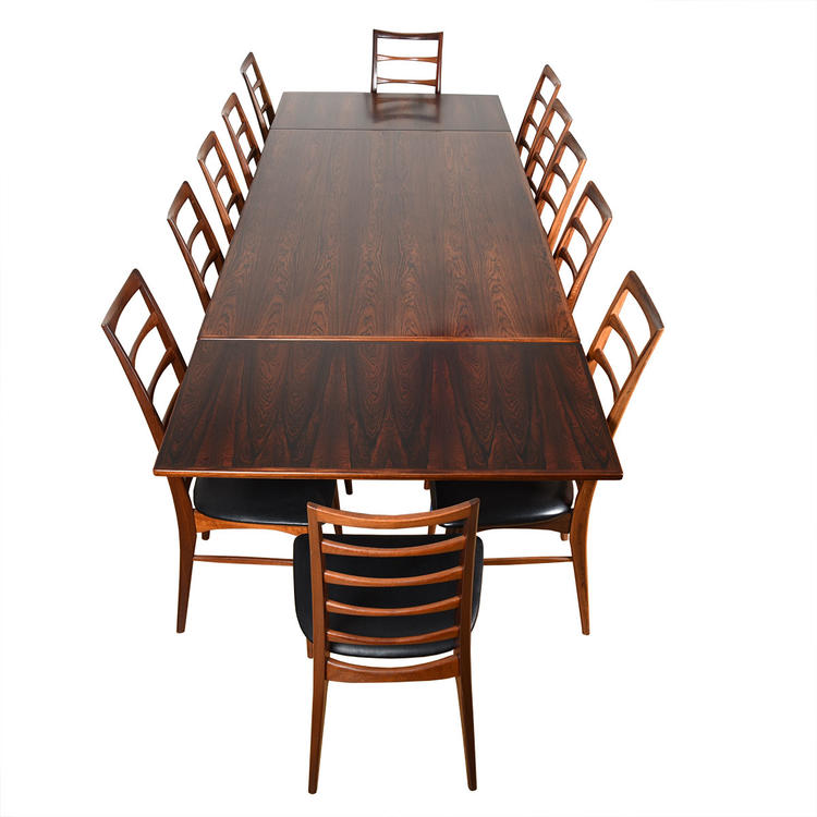 Danish Modern Rosewood Expanding Colossal Dining Table