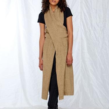 Textured Open Back Wrap Vest in ECRU or GREY
