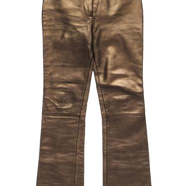 Dolce & Gabbana - Gold Leather Flared Pants Sz 26
