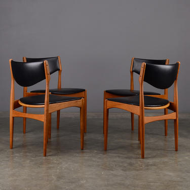 4 Mid Century Dining Chairs Brdr Andersen Danish Modern Teak and Black 