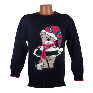 Ugly Christmas Sweater Vintage Teddy Bear Tacky Holiday Party Women's size S 