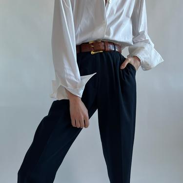 Vintage Midnight Navy Wool Trousers