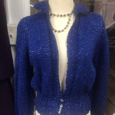 Hand Knitted Blue Sparkle Cardigan 