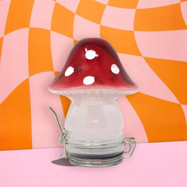 Mushroom Glass Stash Jar - Red