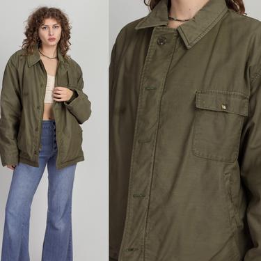 Vintage Military Field Jacket - Men's XL | 70s 80s Olive Drab US Army Coat 