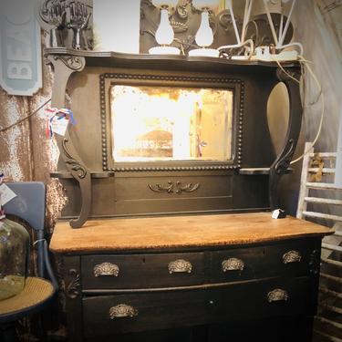 Black Vintage Dresser &amp; Mirror