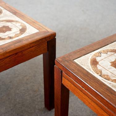 Pair of Danish Rosewood & Tile Side Tables - (320-070) 
