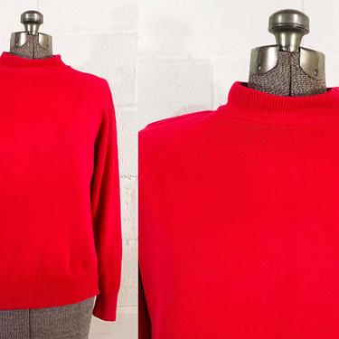 Vintage Fuchsia Sweater Designers Originals Turtleneck Zip Neck Hot Pink Turtle Neck Knit Made in USA Women's Medium Large 