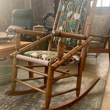 Vintage Rocking Chair w/ New Lemur Pattern Upholstery