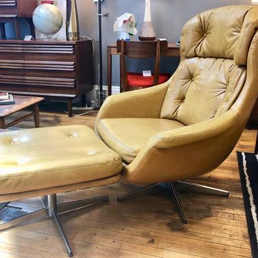 Vintage Swivel Lounge Chair   &amp; Ottoman by S &amp; J Sloane Furniture Co, NYC