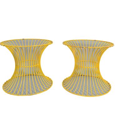 Yellow Table Bases Platner Style Pair of Tables Mid Century Modern 
