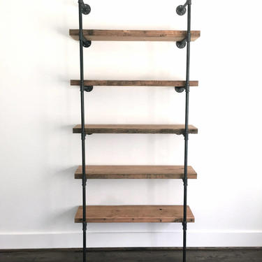 CUSTOM &amp;quot;Bentley&amp;quot; Bookshelves - Reclaimed Wood Industrial Bookshelf - Reclaimed Wood &amp; Pipe Shelf 