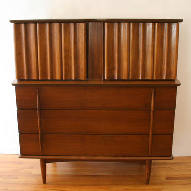 Mid Century Modern Tall Dresser Armoire by United