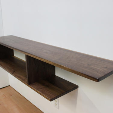 Asymmetrical Wood Floating Entry Table / Console, Shelf by ImagoFurniture