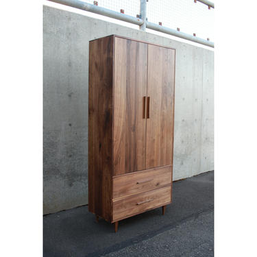 Modern Armoire, Wood Wardrobe Armoire, Solid Hardwood Armoire, Modern Solid Wood Wardrobe (Shown in Walnut) 