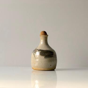 Vintage Stoneware Studio Pottery Vase, Minimalist Pottery Vase, Japanese Grey Pottery Vase, Signed 