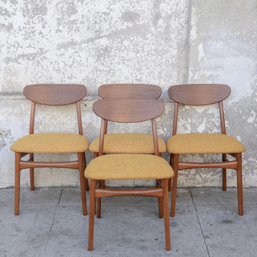 Vintage Restored Dining Chairs with Mustard Seat
