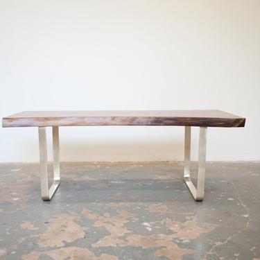 Walnut Coffee Table or Bench Solid Brass base 