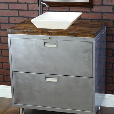 Bathroom Vanity made from Refinished Metal Filing Cabinet 30&amp;quot;, 36&amp;quot; or 42&amp;quot; wide / industrial restroom / Vanity Storage / bathroom Rustic 