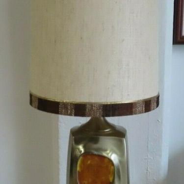 MID CENTURY MODERN CAST METAL TABLE LAMP by LAUREL 1960s mod