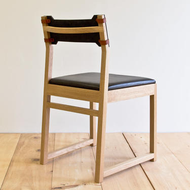 Tab Dining Chair - White Oak - Leather Back 