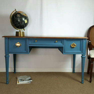French provincial Desk / aubusson blue desk by Unique
