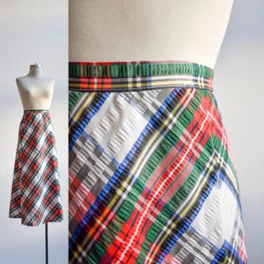 Vintage A Line Plaid Maxi Skirt 