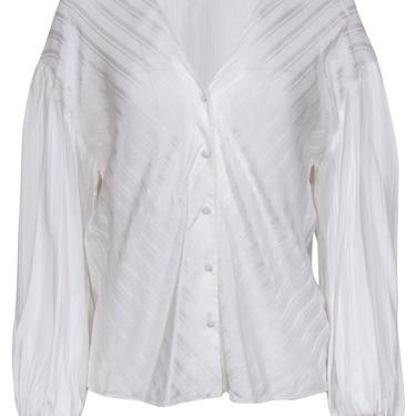 Joie - White Striped Silk Button-Front Blouse Sz M