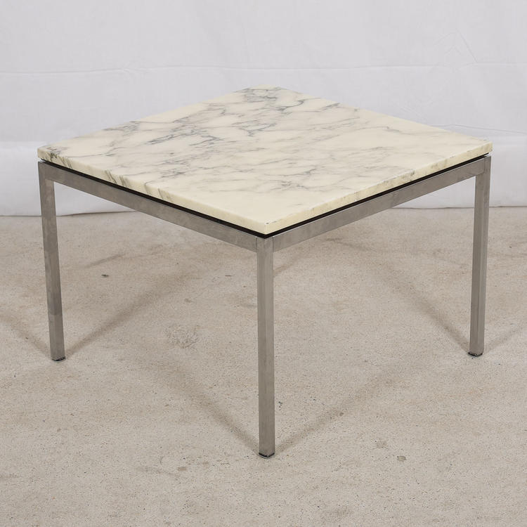 Mid Century Marble & Chrome Accent Table by Knoll