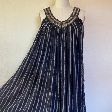 1970s Greek cotton gauze dress with lurex 