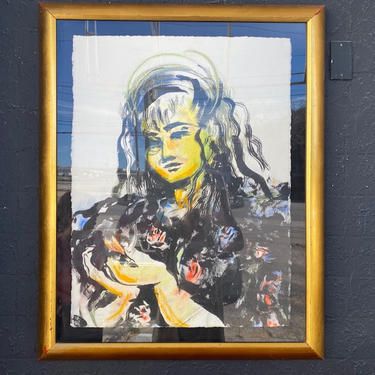 Colorful Woman Portrait in Gold Frame