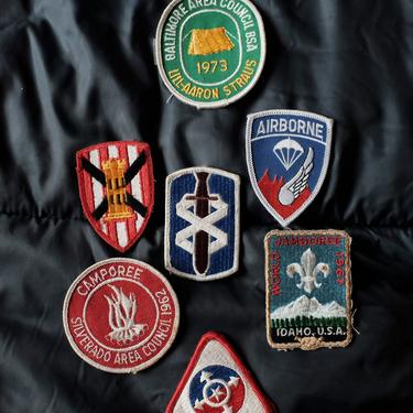 Vintage Outdoor Boy scout and Army Patches 1973 Set of 7 