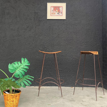 Wicker and Iron Stools