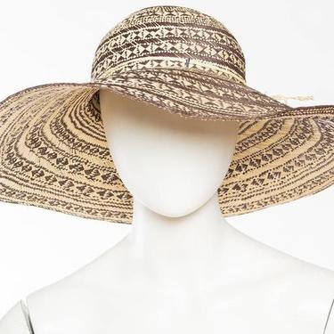 Handwoven Wide Brimmed Straw Picture Hat 