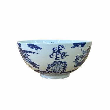 Chinese Blue &amp; White Porcelain Hand Painted Dragon Phoenix Bowl ws1537E 