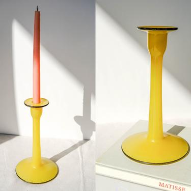 Vintage Painted Glass Candlestick Holder in Lemon | Home Decor, Candlestick  | Vintage Table Ware 