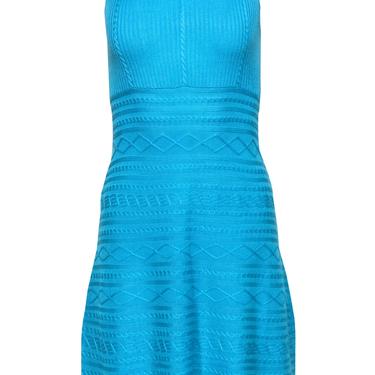 Julie Brown - Turquoise Textured Knit A-Line Dress Sz M